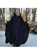 Cloakmakers.com 5899-Black Wool Blend Cloak w/ Dark Magenta Hood Lining & Gothic Rose Clasp