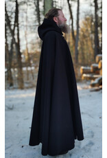 Cloakmakers.com 5899-Black Wool Blend Cloak w/ Dark Magenta Hood Lining & Gothic Rose Clasp