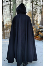 Cloakmakers.com 5899-Black Wool Blend Cloak w/ Dark Magenta Hood Lining & Gothic Rose Clasp