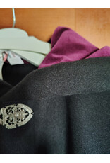 Cloakmakers.com 5899-Black Wool Blend Cloak w/ Dark Magenta Hood Lining & Gothic Rose Clasp
