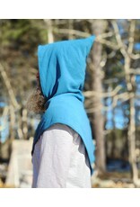 Cloakmakers.com H550-Washable Light Blue Fleece Hooded Cowl w/ Orange Phoenix Embroidery