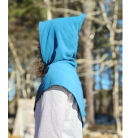 Cloakmakers.com H550-Washable Light Blue Fleece Hooded Cowl w/ Orange Phoenix Embroidery
