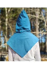 Cloakmakers.com H550-Washable Light Blue Fleece Hooded Cowl w/ Orange Phoenix Embroidery