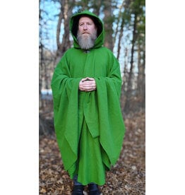 Cloakmakers.com 5900-Washable Chartreuse Wool Blend Cloak w/ Black Velvet Hood Lining & Silver Tone Clasp