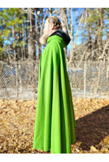 Cloakmakers.com 5900-Washable Chartreuse Wool Blend Cloak w/ Black Velvet Hood Lining & Silver Tone Clasp