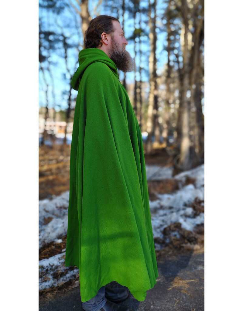 Cloakmakers.com 5900-Washable Chartreuse Wool Blend Cloak w/ Black Velvet Hood Lining & Silver Tone Clasp