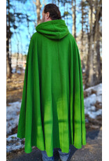 Cloakmakers.com 5900-Washable Chartreuse Wool Blend Cloak w/ Black Velvet Hood Lining & Silver Tone Clasp