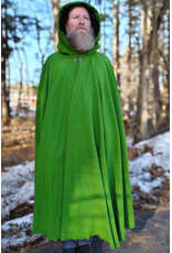 Cloakmakers.com 5900-Washable Chartreuse Wool Blend Cloak w/ Black Velvet Hood Lining & Silver Tone Clasp