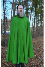 Cloakmakers.com 5900-Washable Chartreuse Wool Blend Cloak w/ Black Velvet Hood Lining & Silver Tone Clasp