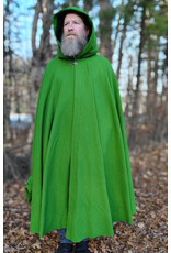 Cloakmakers.com 5900-Washable Chartreuse Wool Blend Cloak w/ Black Velvet Hood Lining & Silver Tone Clasp