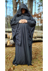 Cloakmakers.com R574-Washable Large Charcoal Robe w/ Black Velvet Hood Lining & Silver Tone Clasp