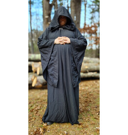 Cloakmakers.com R574-Washable Large Charcoal Robe w/ Black Velvet Hood Lining & Silver Tone Clasp