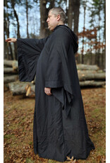 Cloakmakers.com R574-Washable Large Charcoal Robe w/ Black Velvet Hood Lining & Silver Tone Clasp