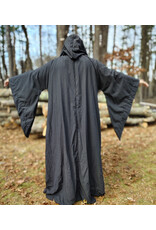 Cloakmakers.com R574-Washable Large Charcoal Robe w/ Black Velvet Hood Lining & Silver Tone Clasp