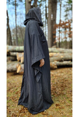 Cloakmakers.com R574-Washable Large Charcoal Robe w/ Black Velvet Hood Lining & Silver Tone Clasp