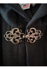 Cloakmakers.com R574-Washable Large Charcoal Robe w/ Black Velvet Hood Lining & Silver Tone Clasp