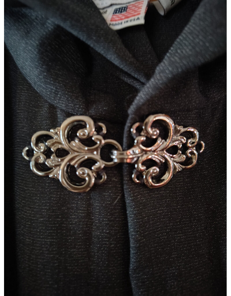 Cloakmakers.com R574-Washable Large Charcoal Robe w/ Black Velvet Hood Lining & Silver Tone Clasp