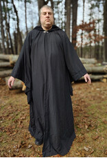 Cloakmakers.com R574-Washable Large Charcoal Robe w/ Black Velvet Hood Lining & Silver Tone Clasp