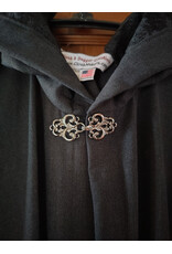 Cloakmakers.com R574-Washable Large Charcoal Robe w/ Black Velvet Hood Lining & Silver Tone Clasp
