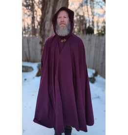 Cloakmakers.com 5901-Washashable Garnet Red Raincoat Fleece Cloak w/ Antique Bronze Tone Clasp