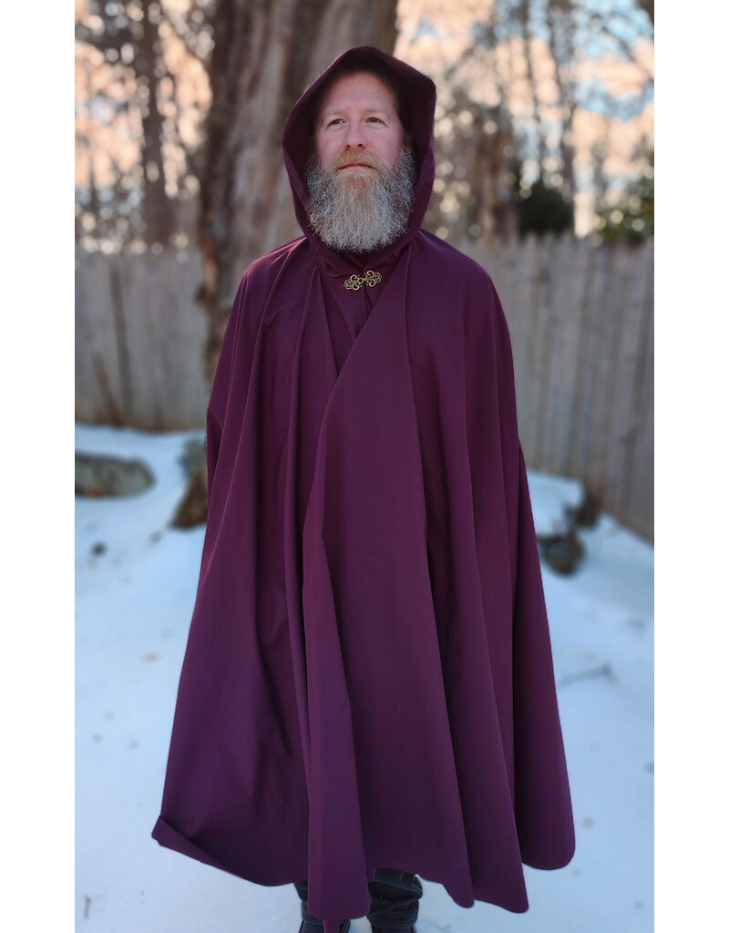 Cloakmakers.com 5901-Washashable Garnet Red Raincoat Fleece Cloak w/ Antique Bronze Tone Clasp