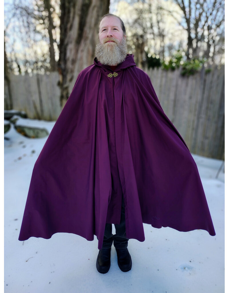 Cloakmakers.com 5901-Washashable Garnet Red Raincoat Fleece Cloak w/ Antique Bronze Tone Clasp