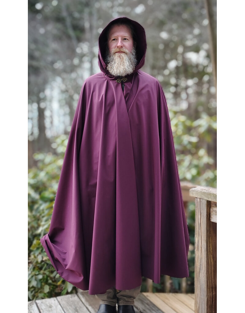 Cloakmakers.com 5901-Washable Garnet Red Raincoat Fleece Cloak w/ Antique Bronze Tone Clasp