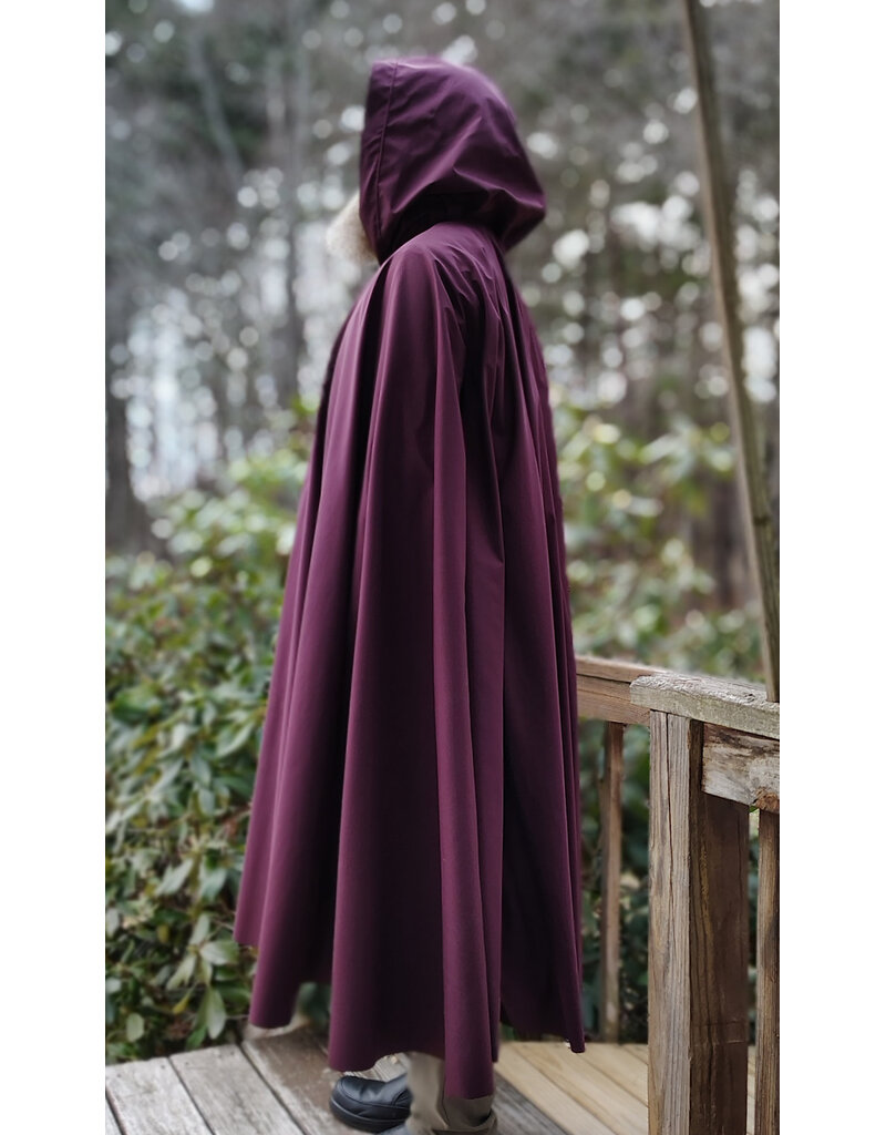 Cloakmakers.com 5901-Washable Garnet Red Raincoat Fleece Cloak w/ Antique Bronze Tone Clasp