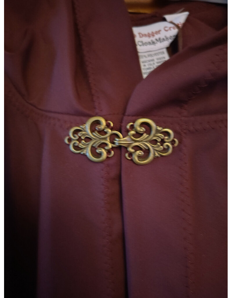 Cloakmakers.com 5901-Washashable Garnet Red Raincoat Fleece Cloak w/ Antique Bronze Tone Clasp