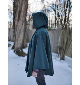 Cloakmakers.com 5904-Washable Green Fleece Ruana Cloak w/ Antiqued Bronze Tone Clasp