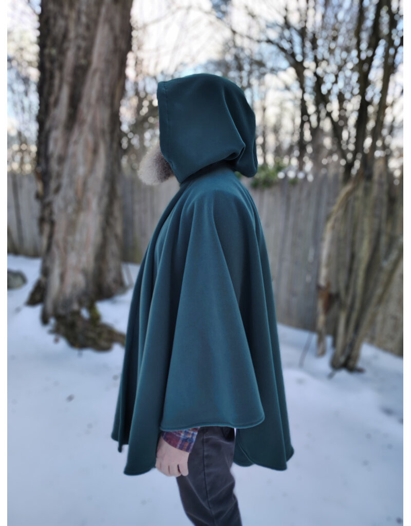 Cloakmakers.com 5904-Washable Green Fleece Ruana Cloak w/ Antiqued Bronze Tone Clasp