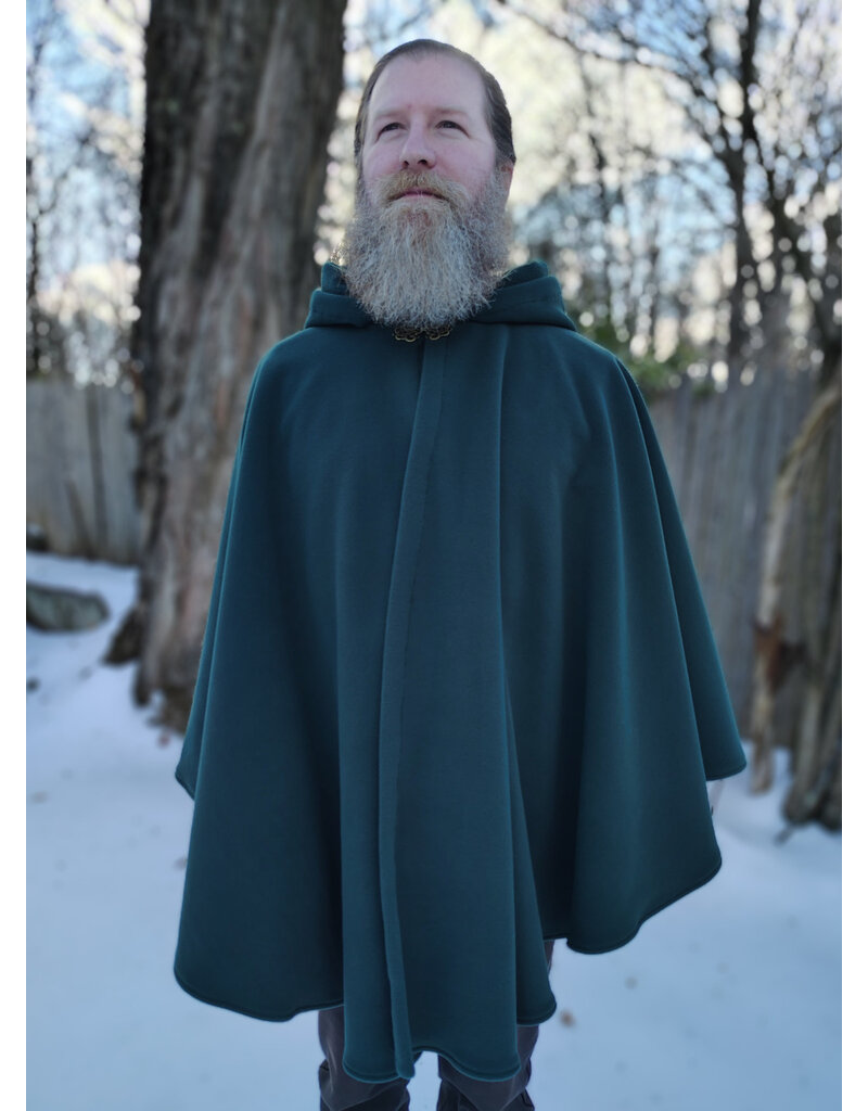 Cloakmakers.com 5904-Washable Green Fleece Ruana Cloak w/ Antiqued Bronze Tone Clasp