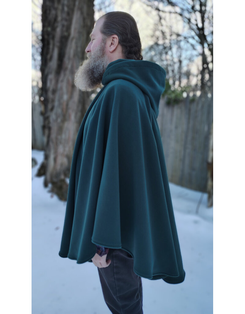 Cloakmakers.com 5904-Washable Green Fleece Ruana Cloak w/ Antiqued Bronze Tone Clasp