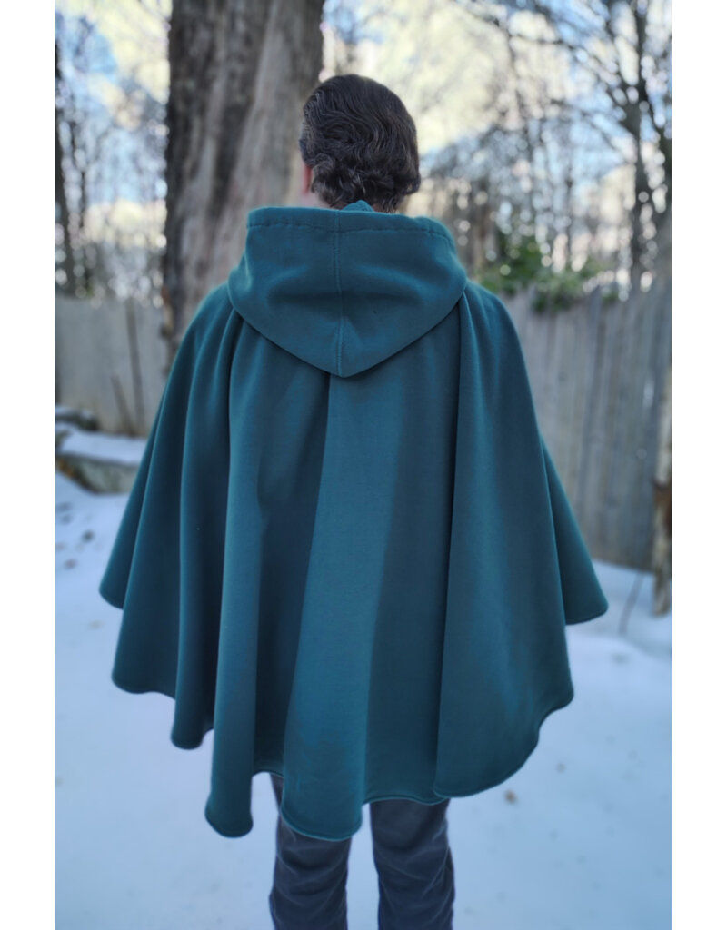 Cloakmakers.com 5904-Washable Green Fleece Ruana Cloak w/ Antiqued Bronze Tone Clasp