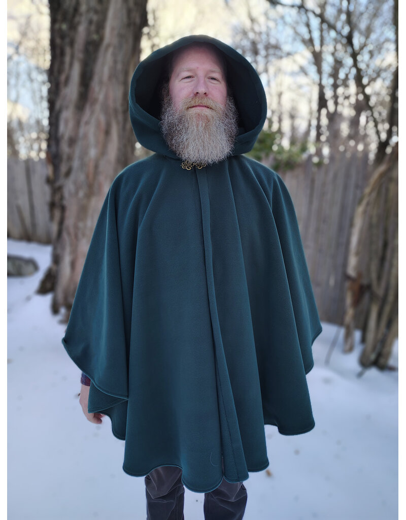 Cloakmakers.com 5904-Washable Green Fleece Ruana Cloak w/ Antiqued Bronze Tone Clasp