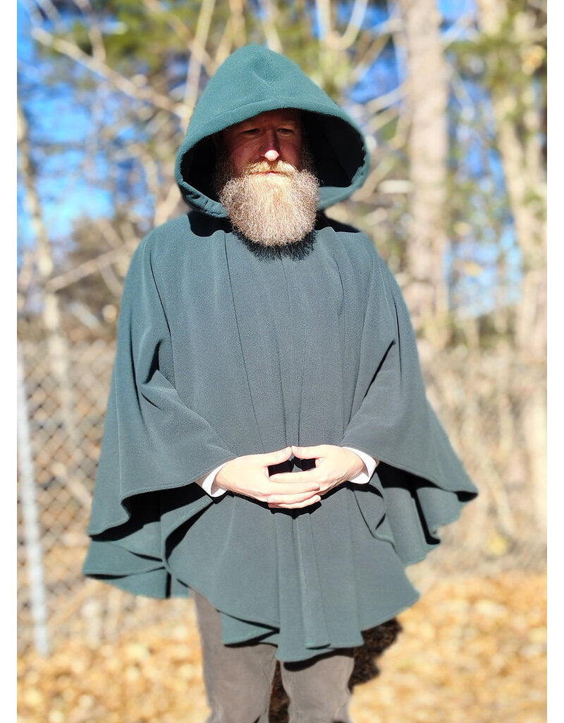 Cloakmakers.com 5904-Washable Green Fleece Ruana Cloak w/ Antiqued Bronze Tone Clasp