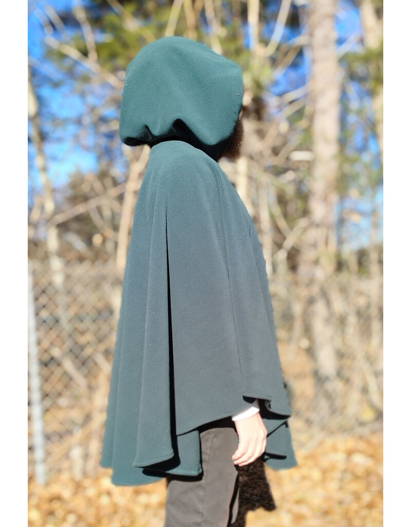 Cloakmakers.com 5904-Washable Green Fleece Ruana Cloak w/ Antiqued Bronze Tone Clasp