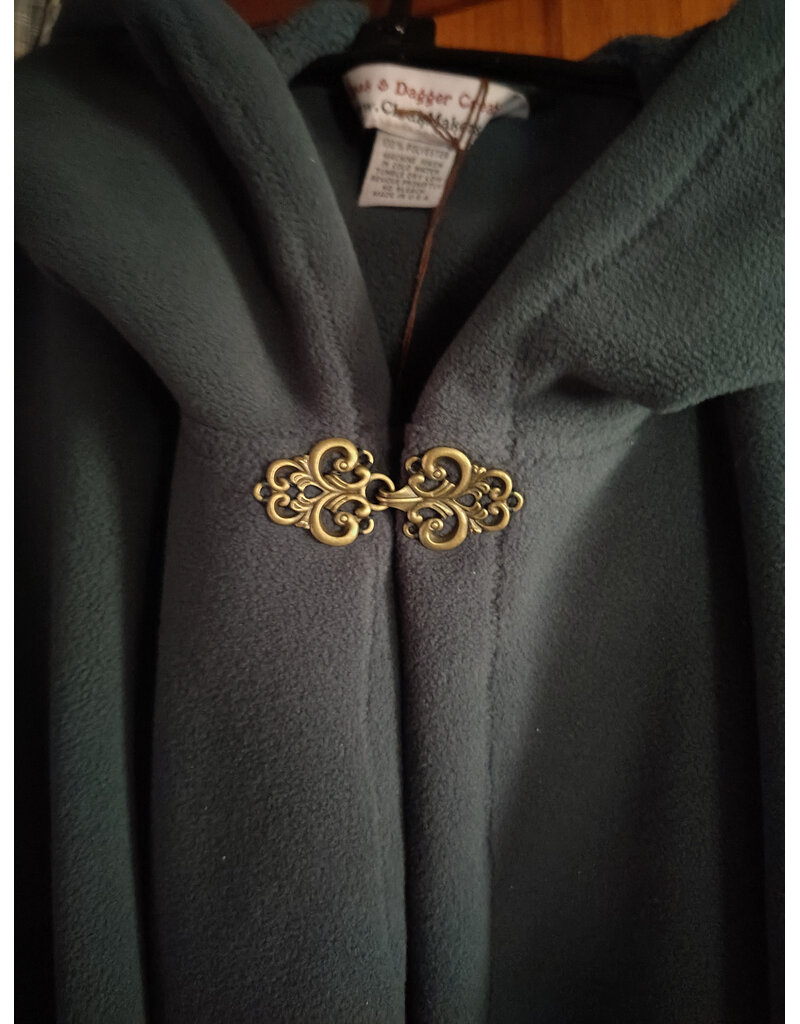 Cloakmakers.com 5904-Washable Green Fleece Ruana Cloak w/ Antiqued Bronze Tone Clasp