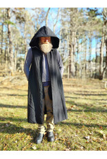 Cloakmakers.com J911-Washable Black Woven Wool Hooded Vest w/ Black Velvet Hood Lining & Four Pockets