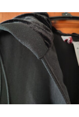 Cloakmakers.com J911-Washable Black Woven Wool Hooded Vest w/ Black Velvet Hood Lining & Four Pockets