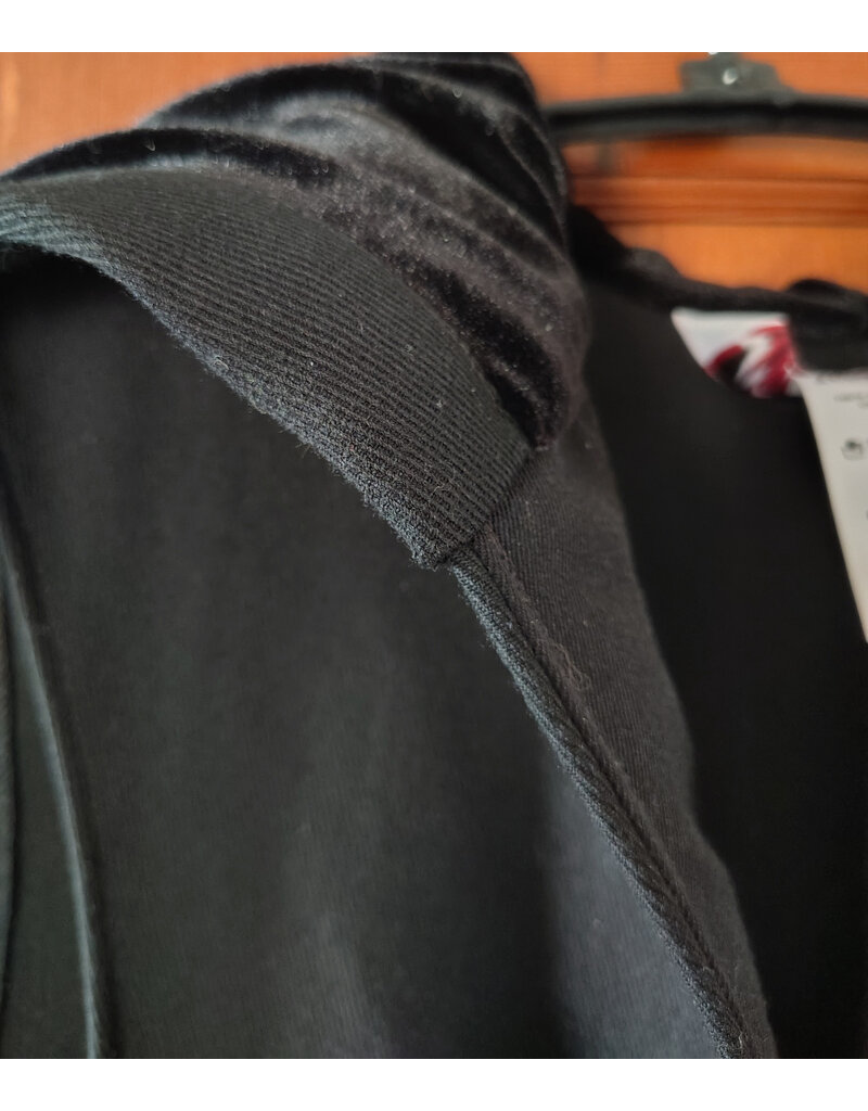 Cloakmakers.com J911-Washable Black Woven Wool Hooded Vest w/ Black Velvet Hood Lining & Four Pockets