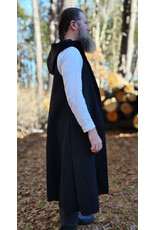 Cloakmakers.com J911-Washable Black Woven Wool Hooded Vest w/ Black Velvet Hood Lining & Four Pockets