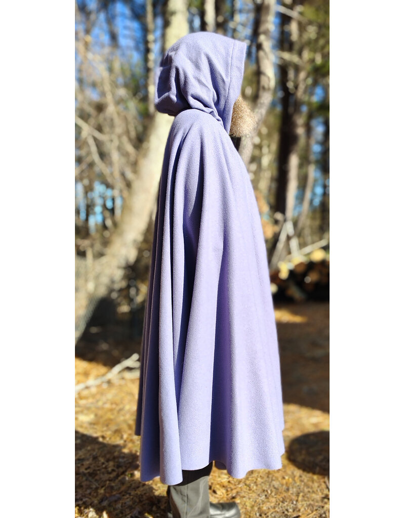 Cloakmakers.com 5905-Washable Lavender Wool Cloak w/ Blue Velvet Hood Lining & Gothic Rose Clasp