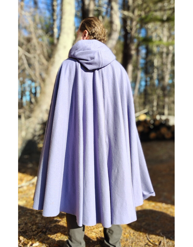 Cloakmakers.com 5905-Washable Lavender Wool Cloak w/ Blue Velvet Hood Lining & Gothic Rose Clasp