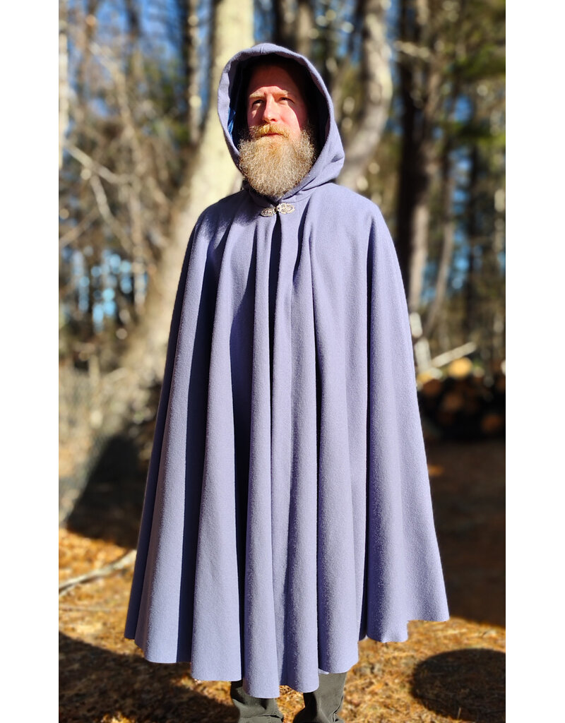 Cloakmakers.com 5905-Washable Lavender Wool Cloak w/ Blue Velvet Hood Lining & Gothic Rose Clasp