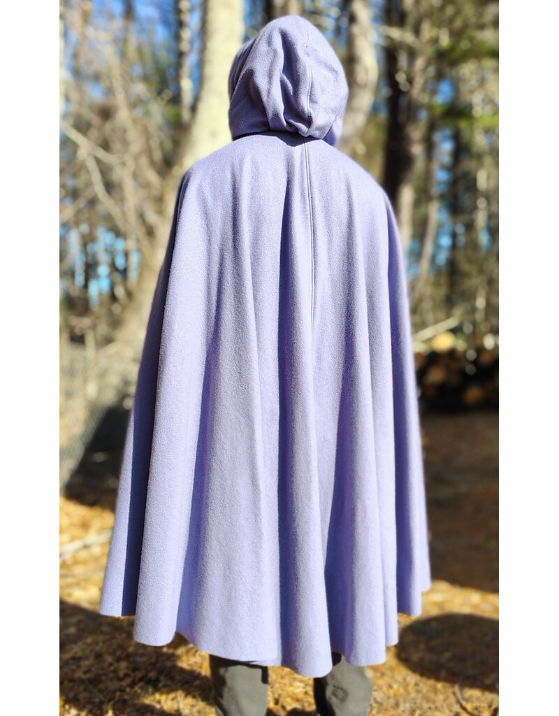 Cloakmakers.com 5905-Washable Lavender Wool Cloak w/ Blue Velvet Hood Lining & Gothic Rose Clasp