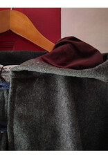 Cloakmakers.com 5906-Grey Double Layer Wool Blend Cloak w/ Raven Embroidery & Maroon Hood Lining & Pockets
