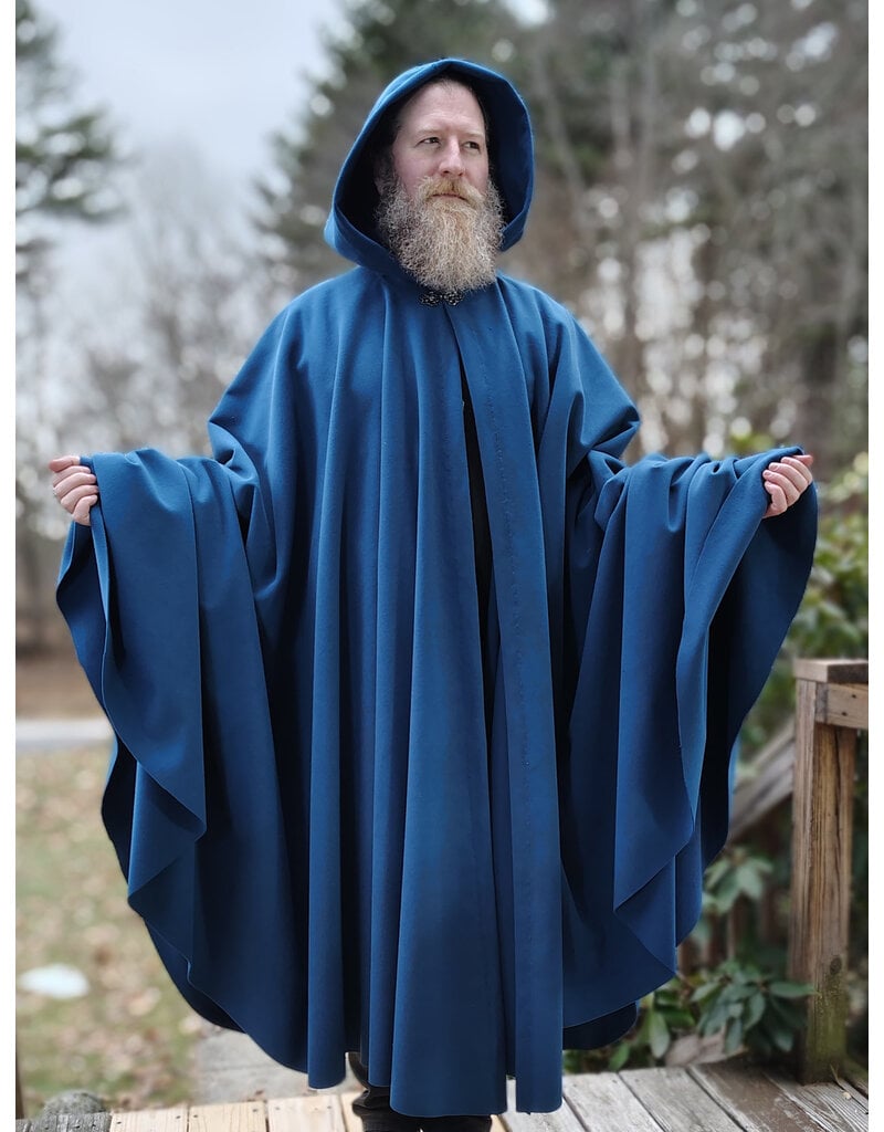 Cloakmakers.com 5907-Washable Blue Windbloc Fleece Cloak w/ Silver Tone Clasp