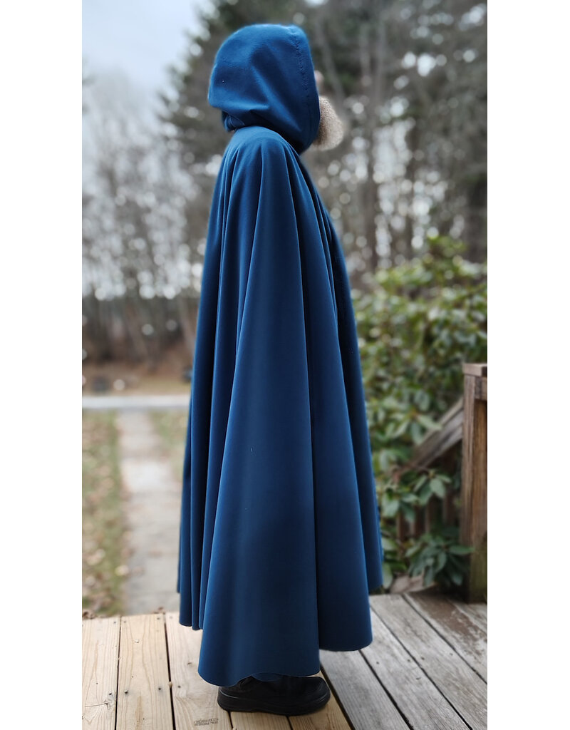 Cloakmakers.com 5907-Washable Blue Windbloc Fleece Cloak w/ Silver Tone Clasp