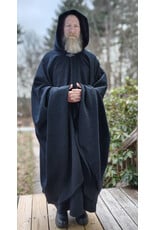 Cloakmakers.com 5908-Washable Dark Grey Cashmere Wool Twill Cloak w/ Dark Maroon Hood Lining & Triquetra Clasp